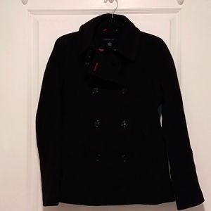 Tommy Hilfiger Black Wool Blend Pea Coat 2